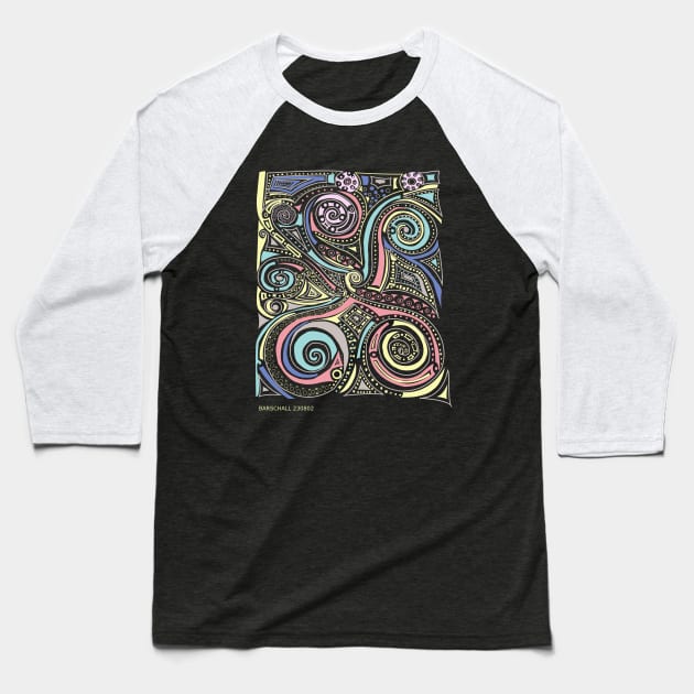 Swirls Dots Triangles Baseball T-Shirt by Barschall